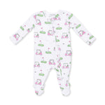 2 Way Ruffle Back Zipper Footie (Golf Carts Pink)