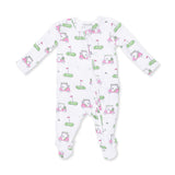 2 Way Ruffle Back Zipper Footie (Golf Carts Pink)