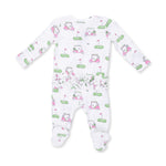 2 Way Ruffle Back Zipper Footie (Golf Carts Pink)