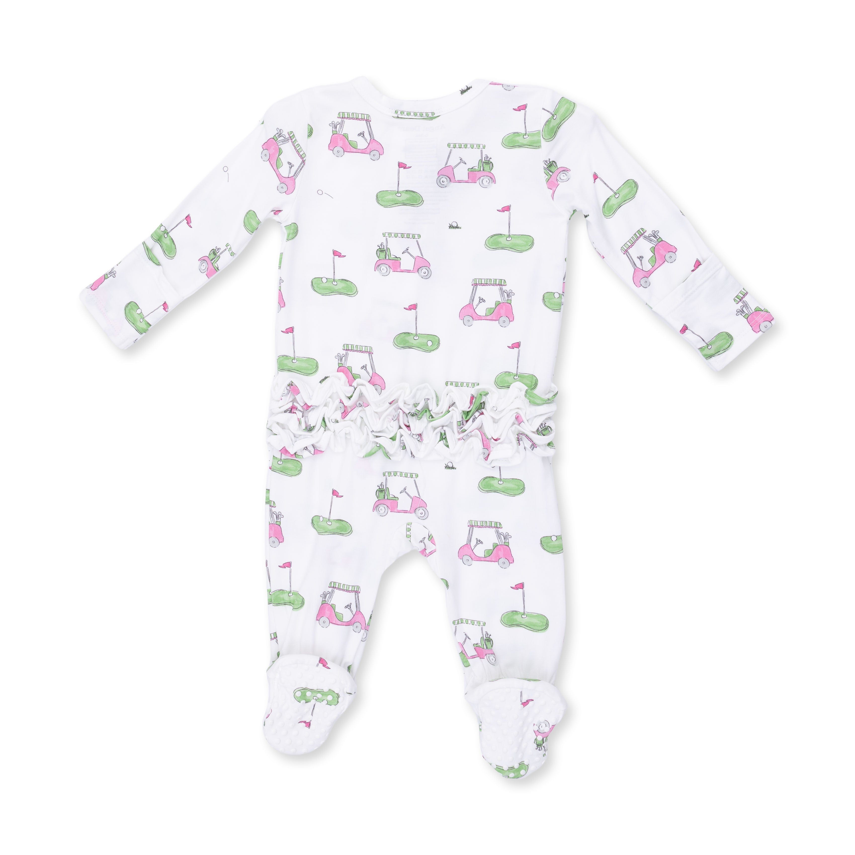 2 Way Ruffle Back Zipper Footie (Golf Carts Pink)