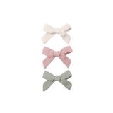 Bows with Clip, Set of Three (Natural, Fern, Rose)