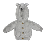 Knit Baby Hoodie with Ears (Gray Marble)