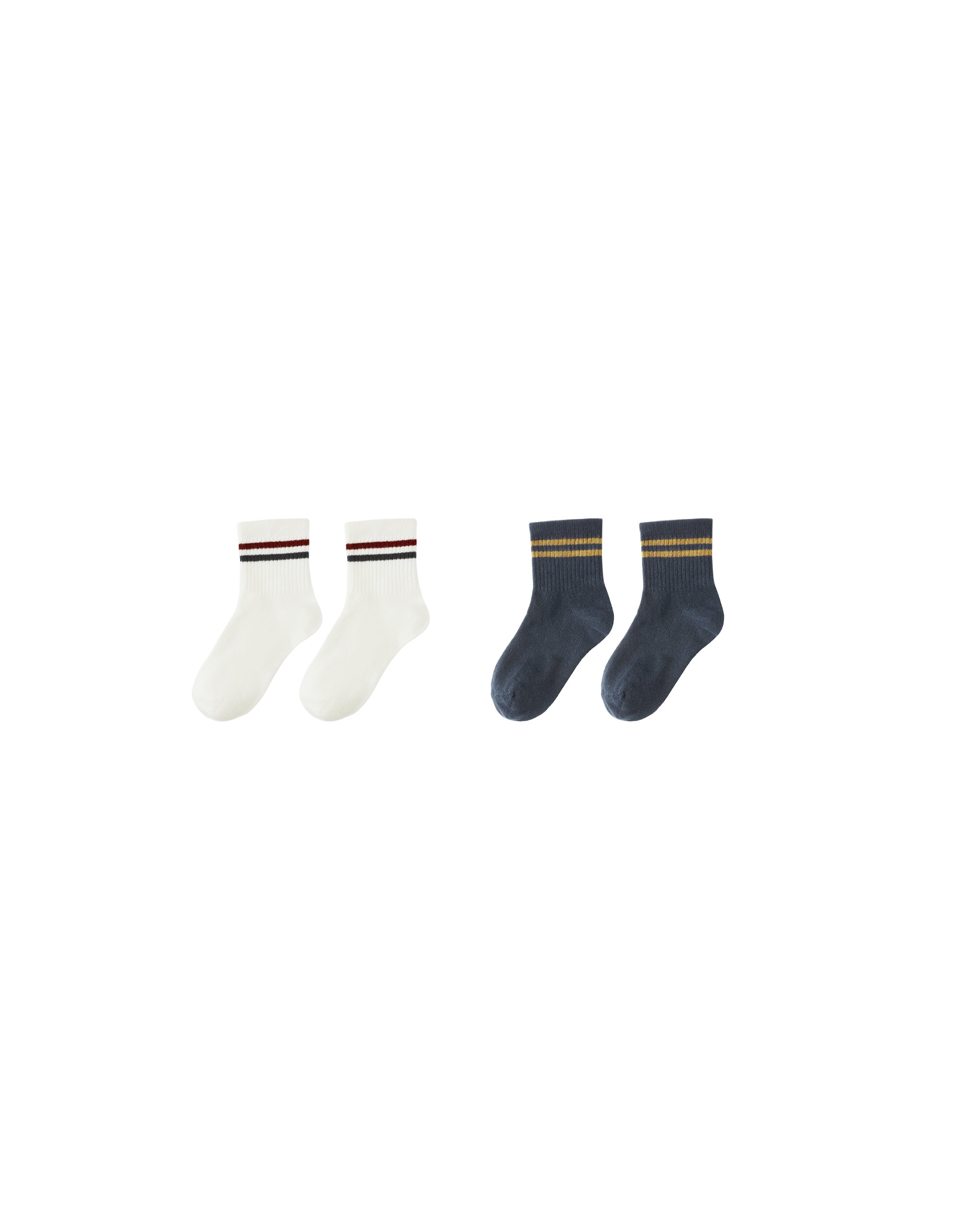 Stripe Socks Two Pack (Ivory, Navy)