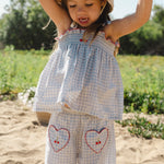 Ruffle Pant Set (Blue Gingham/Cherry)