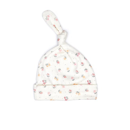Pointelle Knot Hat (Natural Flowers)