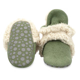 Furry Baby Gripper Bootie (Olive)