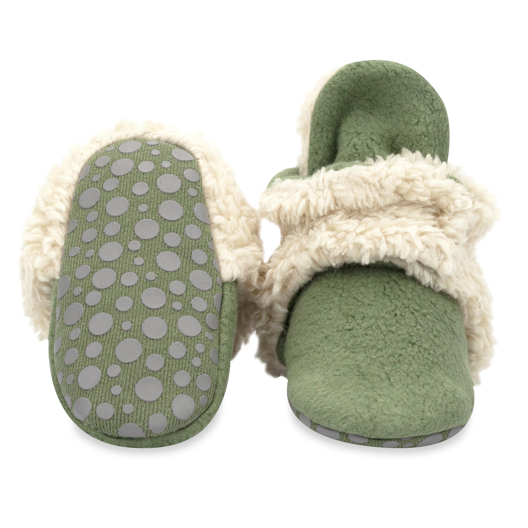 Furry Baby Gripper Bootie (Olive)