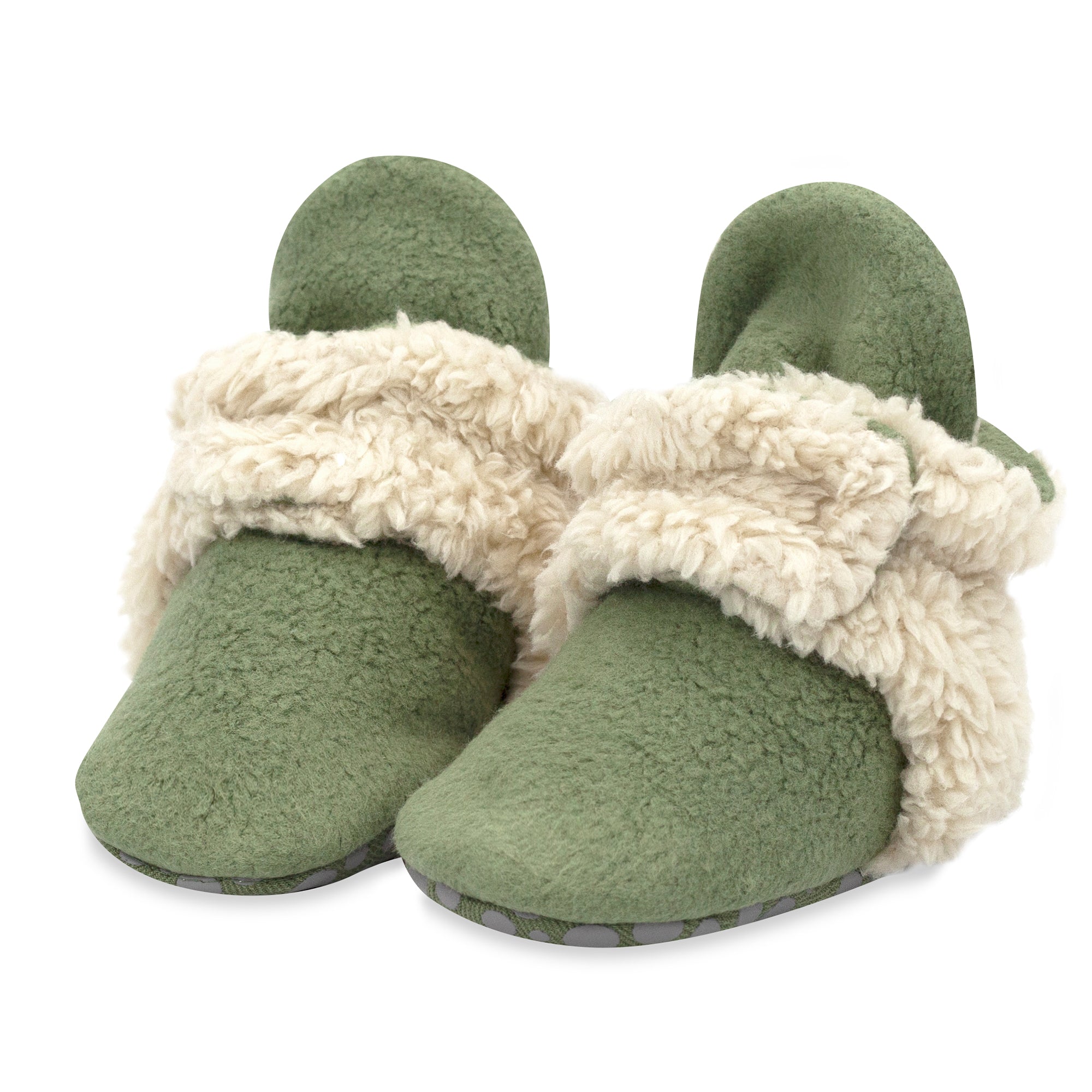 Furry Baby Gripper Bootie (Olive)