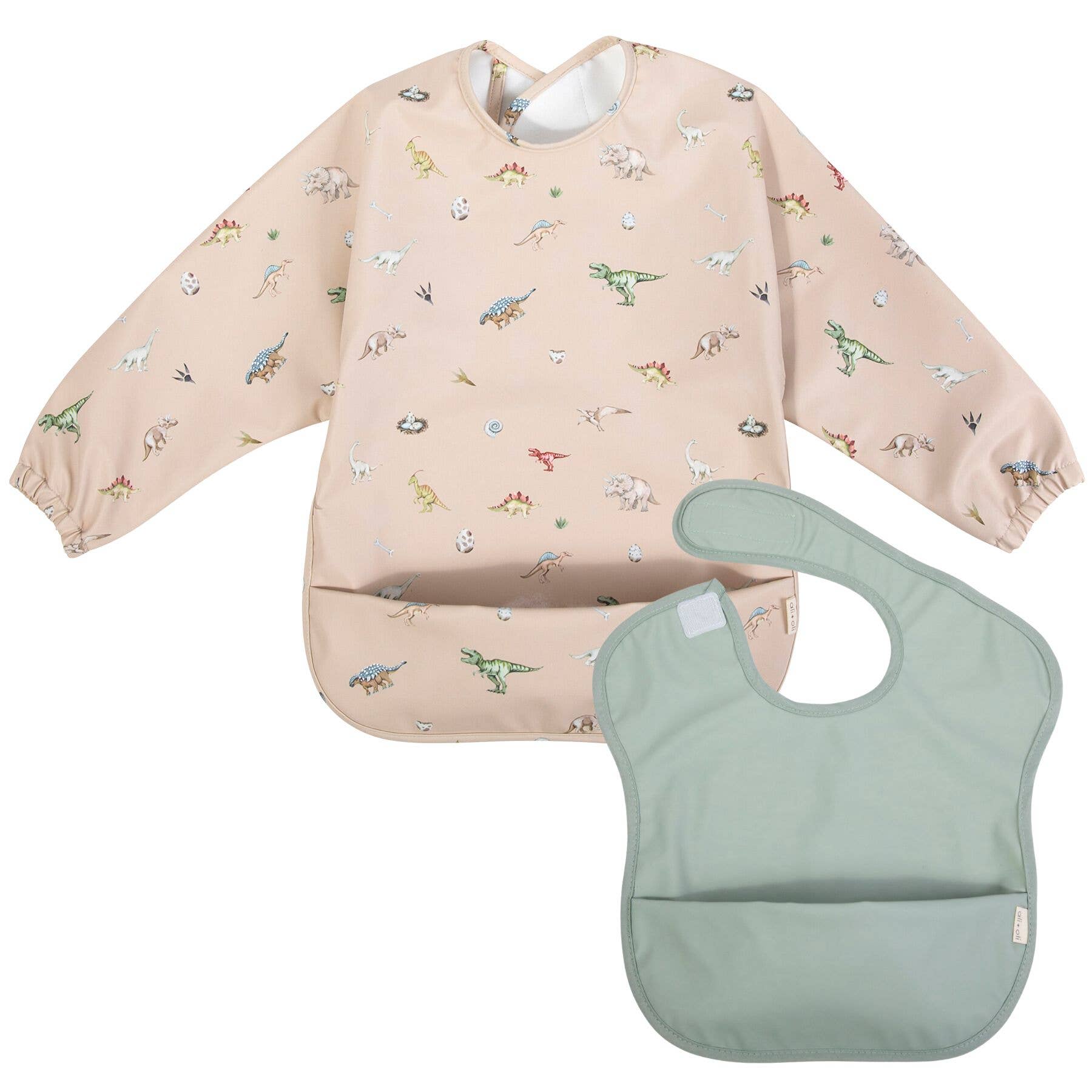 Smock Bib Set (Dino/Mint)