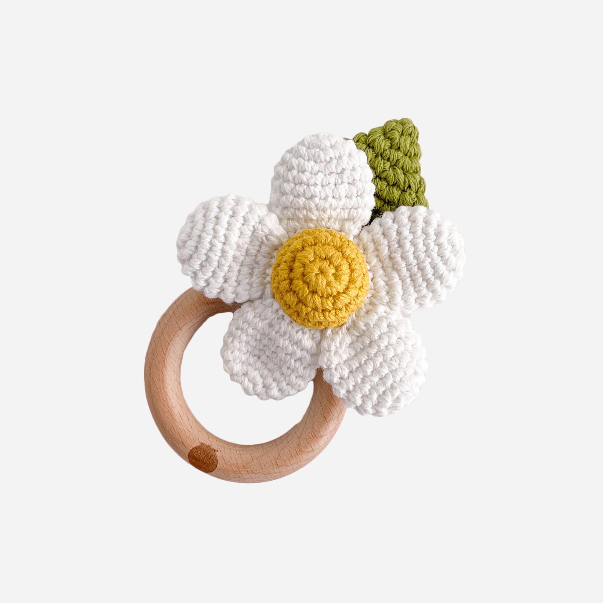 Teether Crochet Rattle Toy (White Flower)